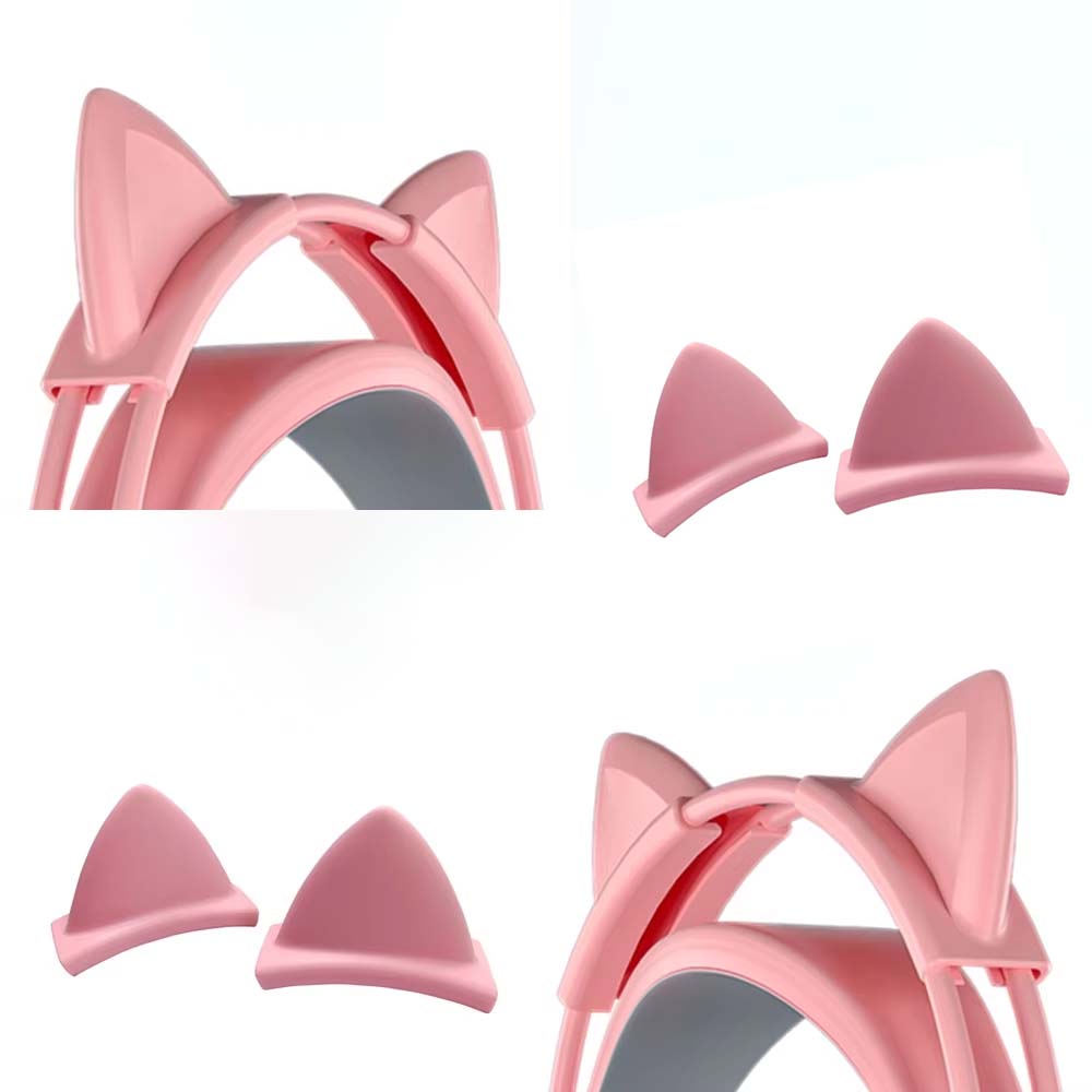 Gaming Headset Wired - Rosa Silikon-Katzenohren-Anhänger für Kopfhörer, kabellose und
